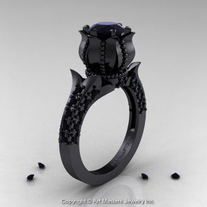 Black Diamond Solitaire Ring