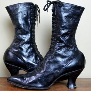 Vintage Victorian Black Leather Boots