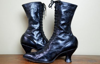 Vintage Victorian Black Leather Boots