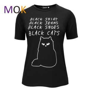 Black Shirt Jeans Shoes Cats T Shirt