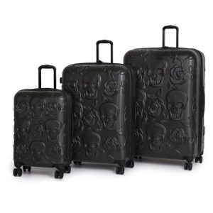 Black Skulls & Roses 3 Piece Luggage Set