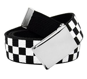 Black & White Checkered Canvas Web Belt