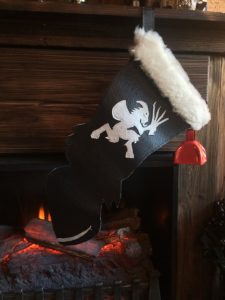 Black Leather Krampus Stocking with Bell