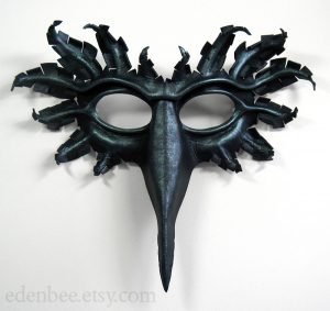 Black Leather Raven Mask