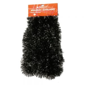 Gothic Black Christmas Tinsel Garland 3 inches x 12 ft