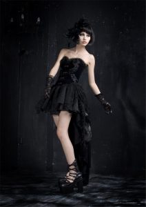 Short Black Strapless Gothic Corset Dress
