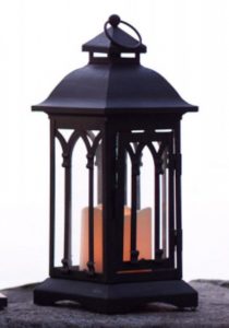 Black Gothic Lantern with Flameless LED Pillar Candle