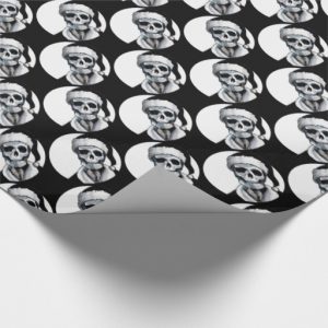 Gothic Skull Santa Black Christmas Wrapping Paper