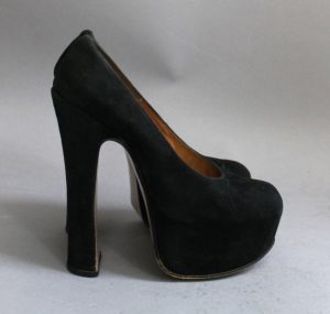 Black Suede 1980s Vintage VIVIENNE WESTWOOD Platform Court Shoes
