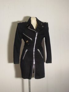 Vintage 1980s Punk Rock Black Zipped Dress