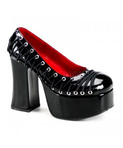 Demonia Charade 07 Black Patent Platform Corset Shoes
