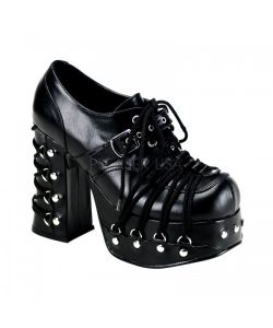 Demonia Charade 35 Gothic Black Platform Corset Shoes