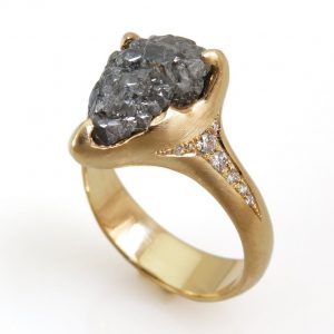 5 Carat Raw Black Diamond Engagement Ring