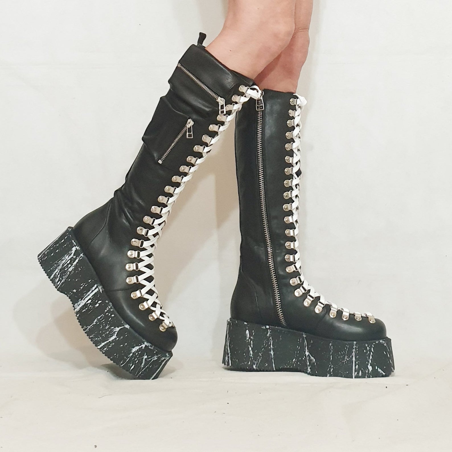 Handmade Black Gothic Boots - I Want It Black