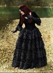 Gothic Black Velvet Lace Wedding Dress
