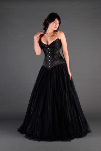 Gothic Black Wedding Dress with Steel Boned Corset