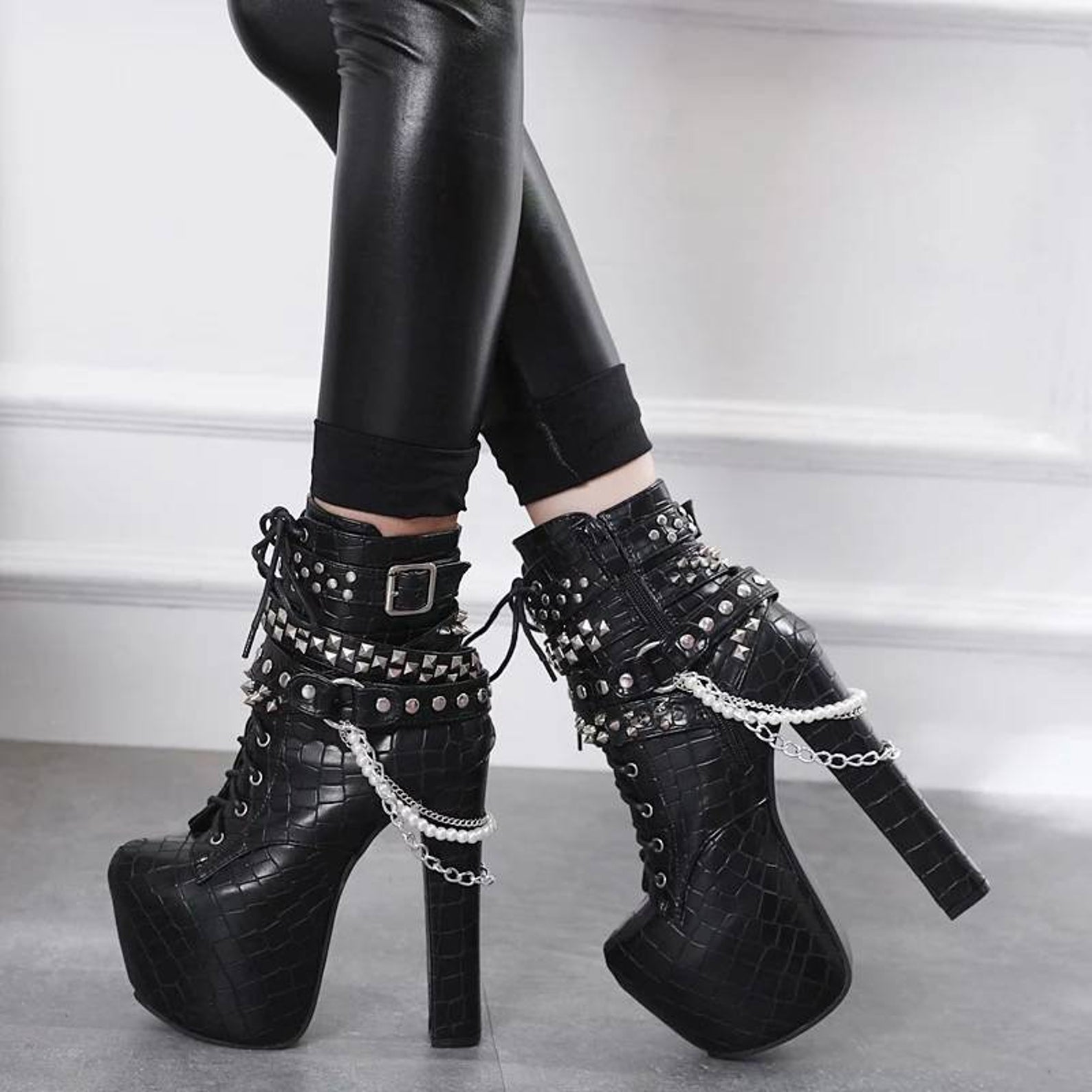 Handmade Black Gothic Boots - I Want It Black