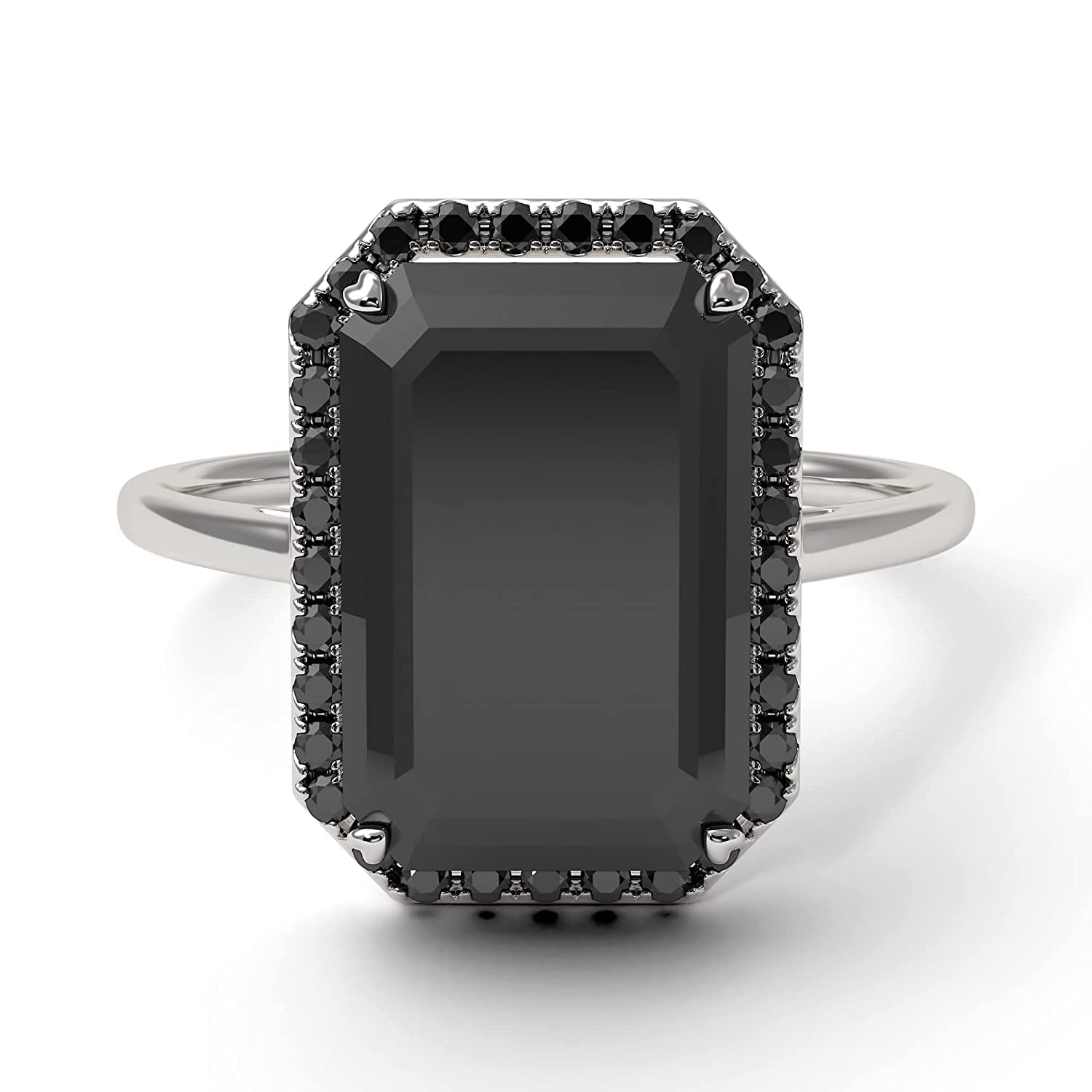 Emerald Cut Gothic Black Diamond Engagement Ring 3.90 carat
