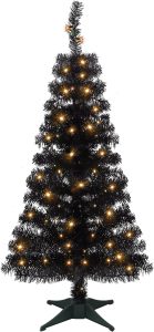 4 FT Black Halloween Christmas Tree with 70 LED Lights