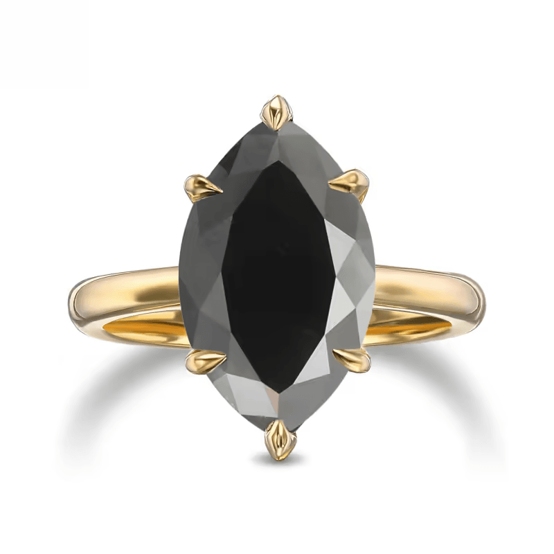 Black 1.99Ct Diamond Marquise Solitaire Ring