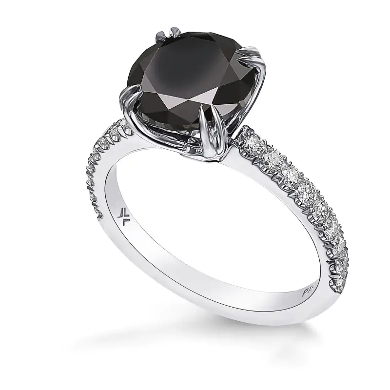 Gothic Black 2.89Ct Round Diamond Side-Stone Engagement Ring